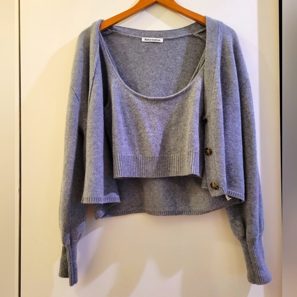 Reformation cashmere tank and cardigan set
